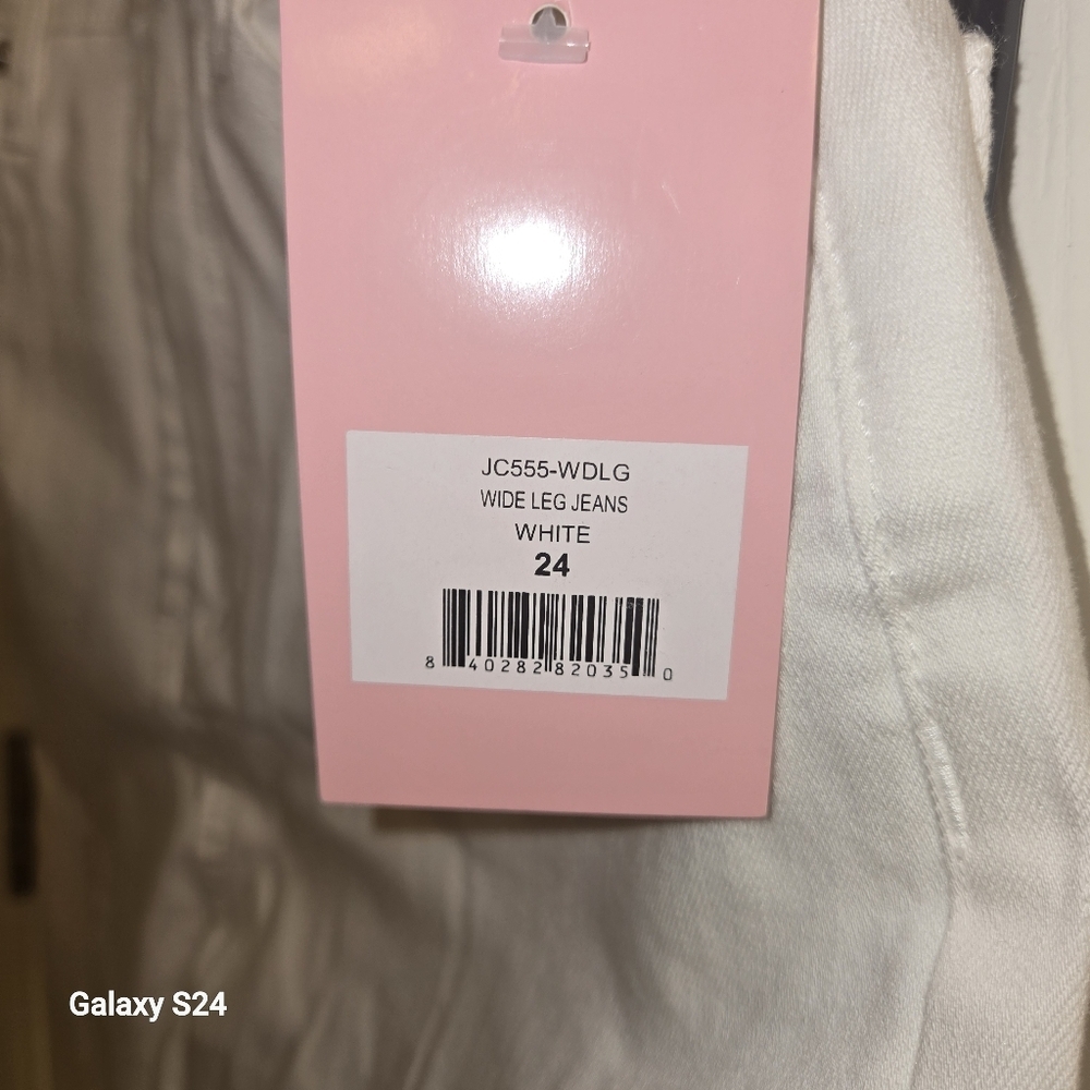 Juicy Couture" Lunita" Y2K Wide Leg High Rise Jeans in White. Size 24 NEW! - Picture 5 of 9